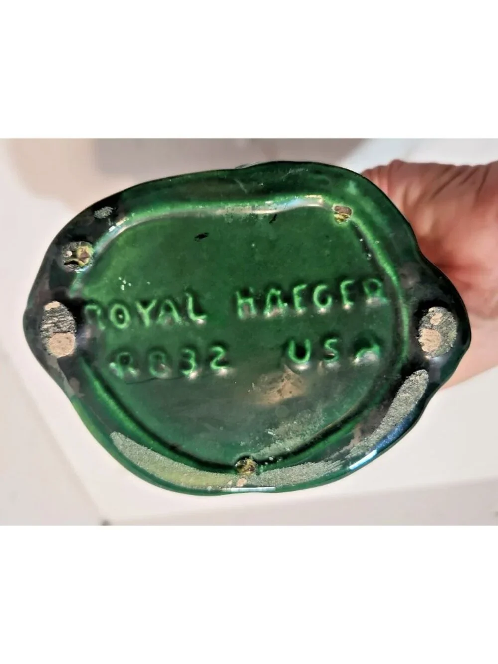 Vtg Royal Haeger R832 Iridescent Green Drip Glaze Vase With Octopus Tentacle